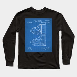 Steinway Grand Piano Patent - Piano Player Art - Blueprint Long Sleeve T-Shirt